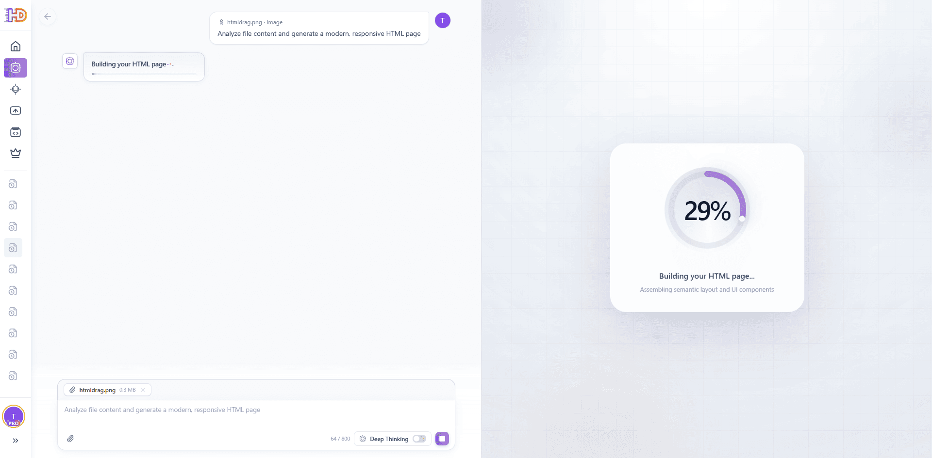 HtmlDrag File to HTML workspace while building the HTML page
