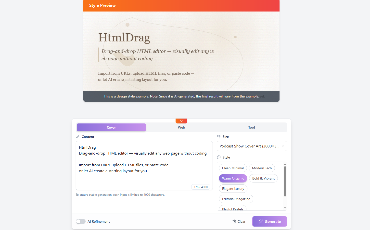 AI Generator Interface