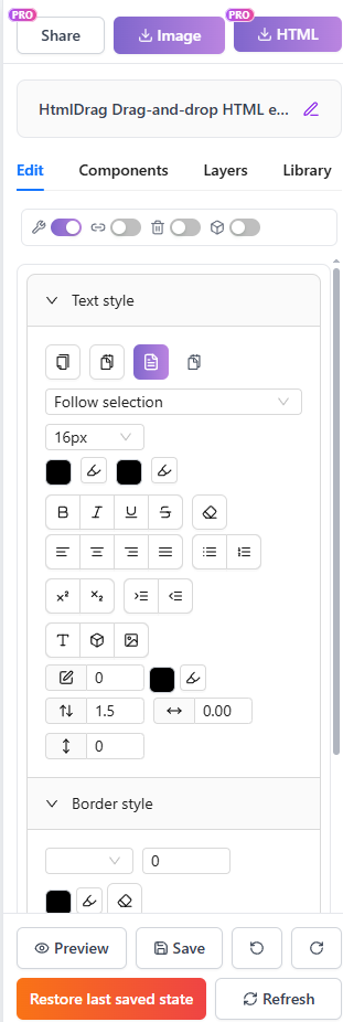 Edit Tab Panel