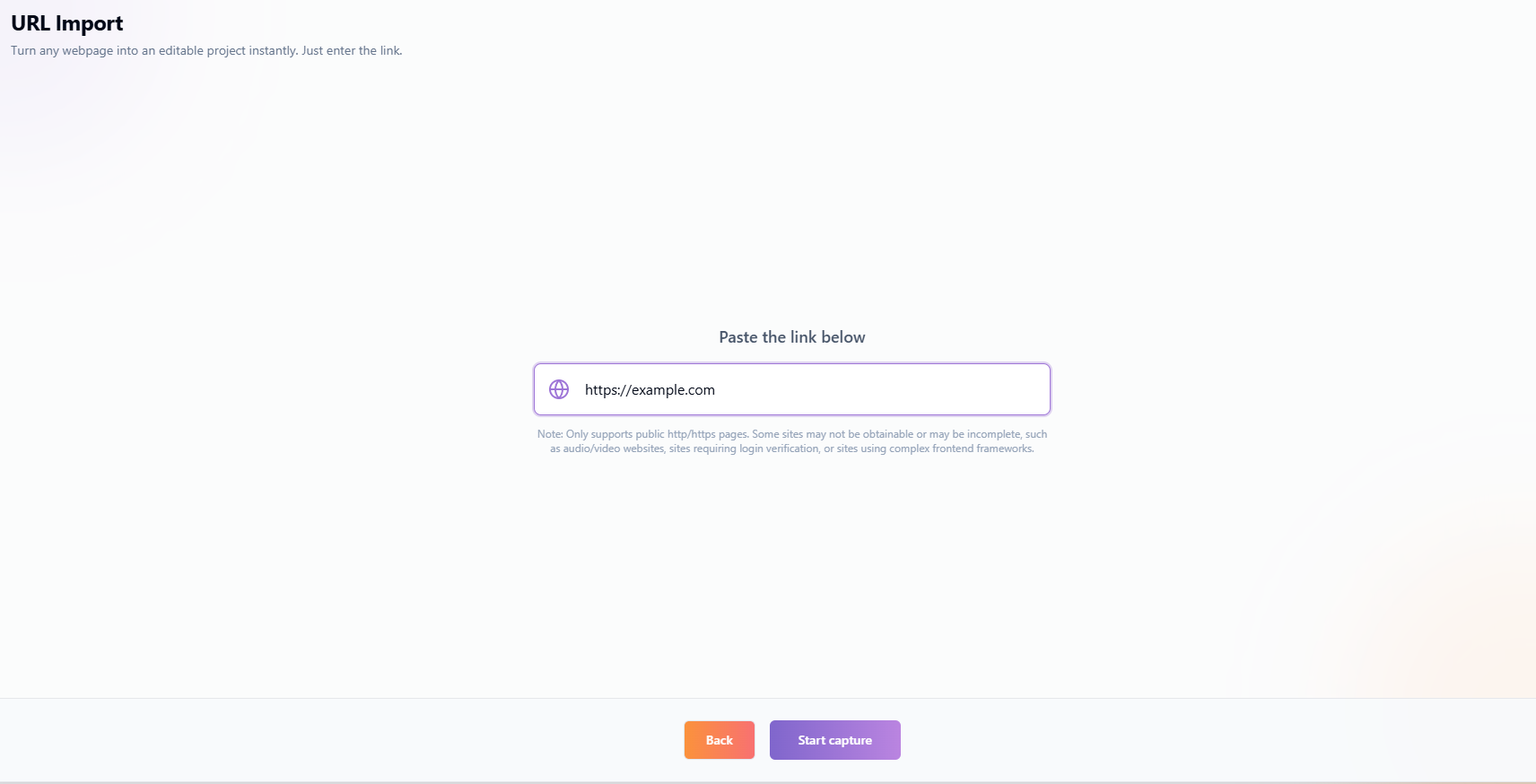 URL Import Interface